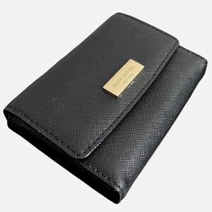 Kate Spade New York Black Leather Small ID Card Holder Pouch Snap Closure